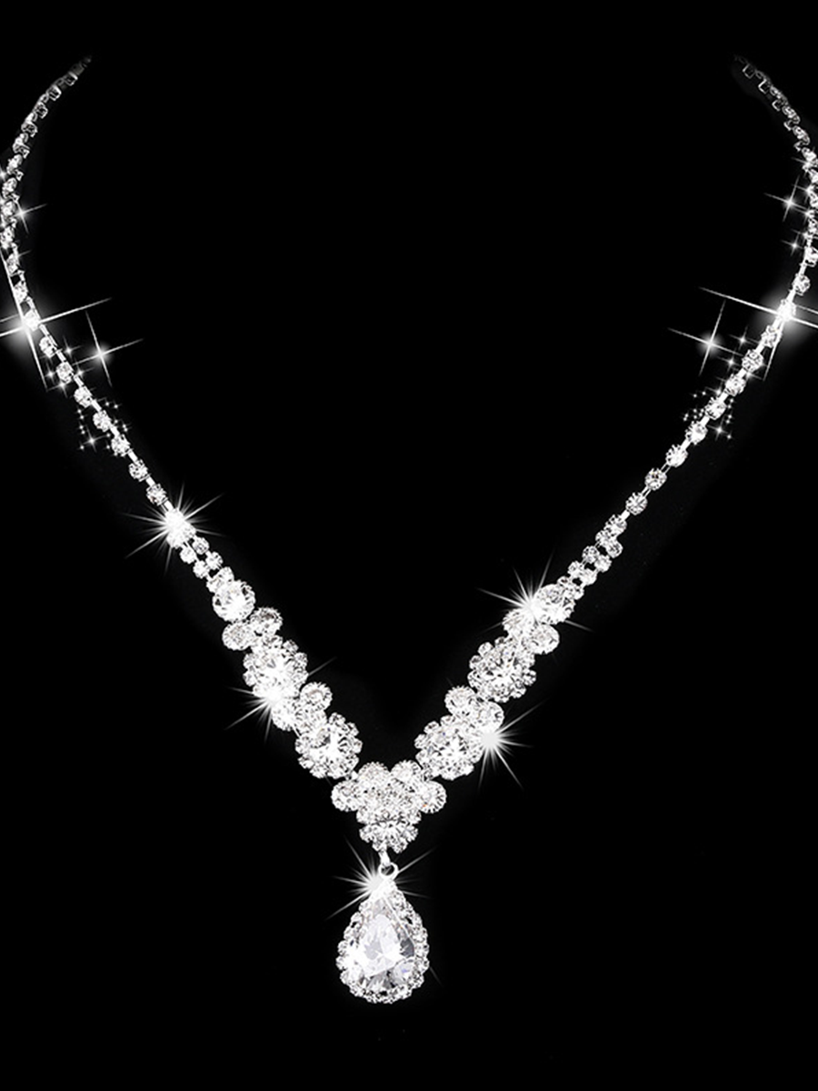 Missord Shiny Pear Cut Stone Necklace Earring Set MRL1022 - Jewelry Set - DYAVOR®