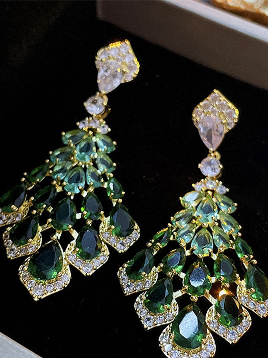 Vintage Green Zircon Earrings MSE00140 - Earrings - DYAVOR®