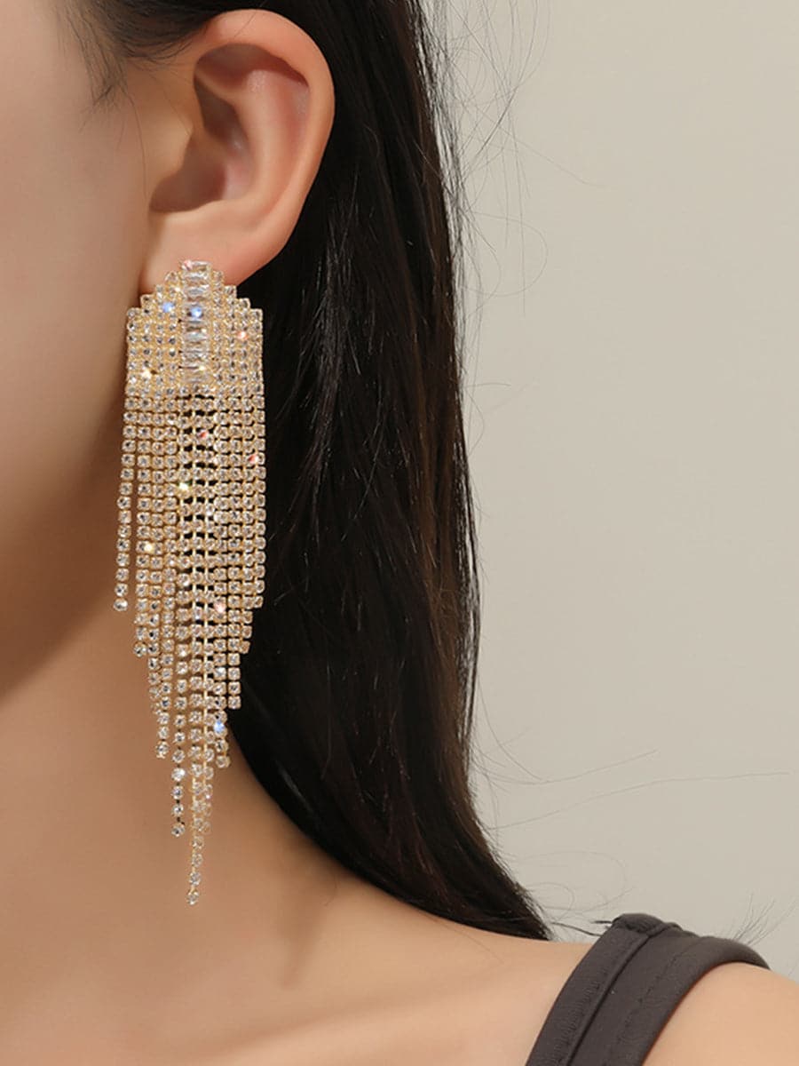 Rhinestone Sparkling Tassel Zircon Earrings MSE101046 - Earrings - DYAVOR®