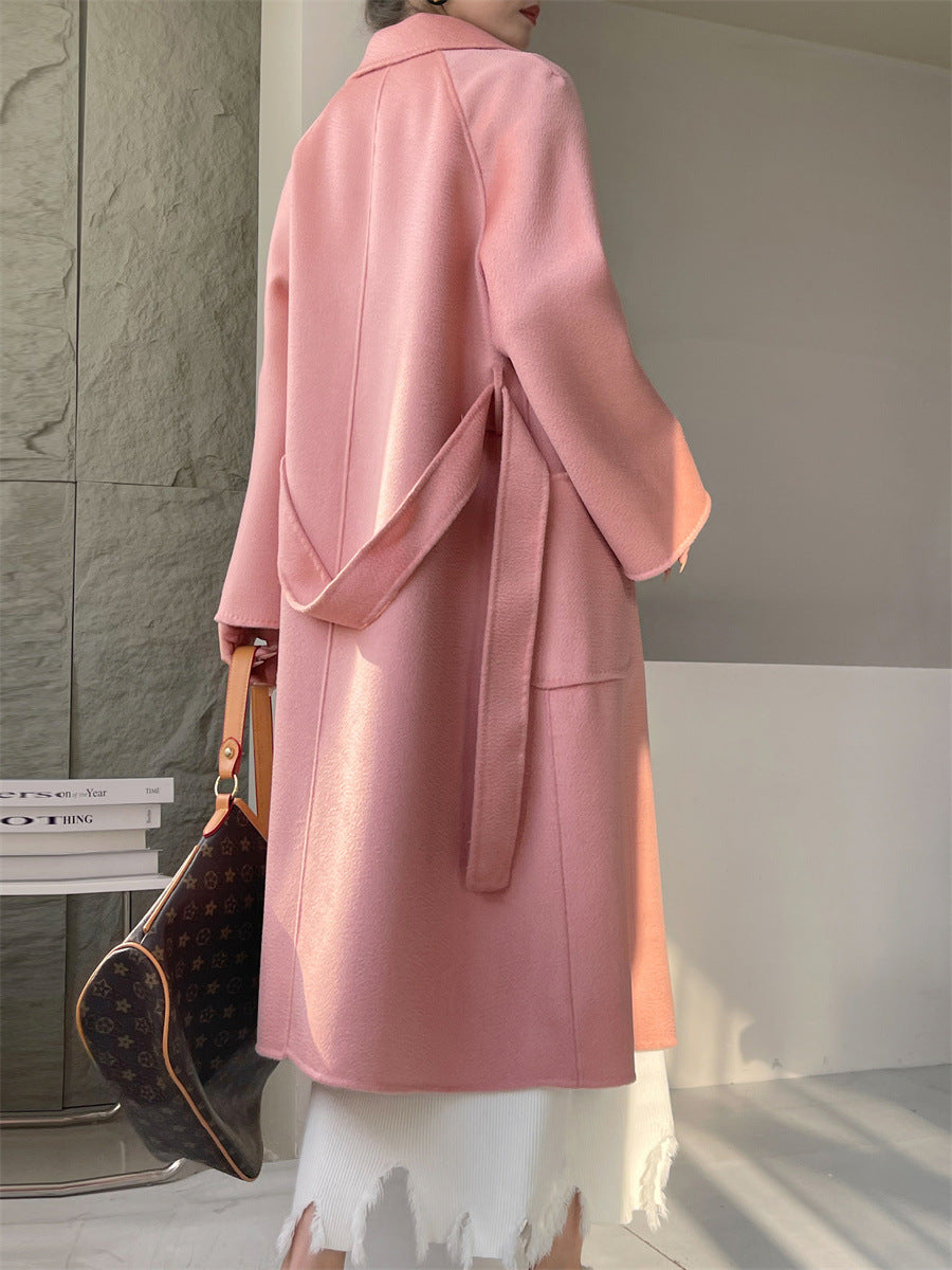 Pure Australian Wool Handcrafted Long Coat Exquisite Women's Wool and Cashmere Outerwear - - DYAVOR®