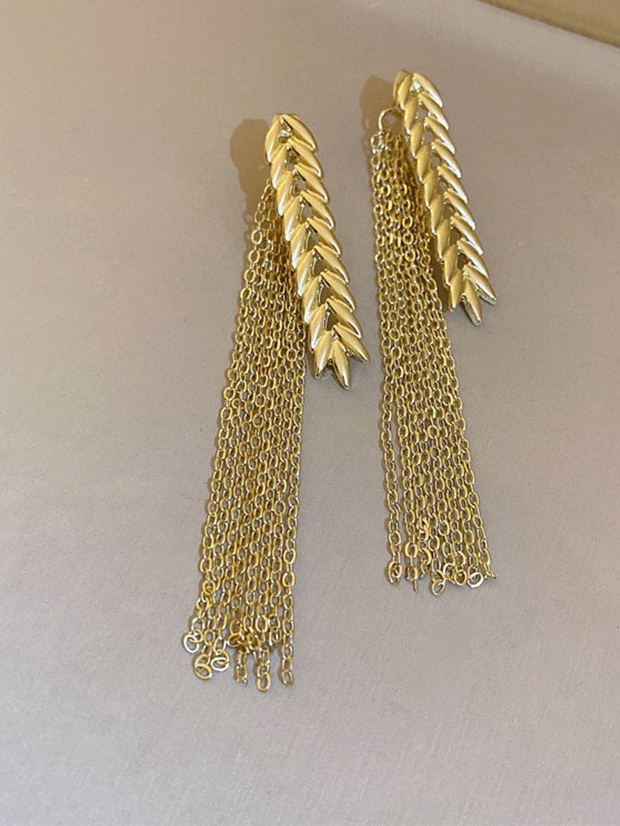 Silver Needle Tassel Earrings MSE101011 - Earrings - DYAVOR®