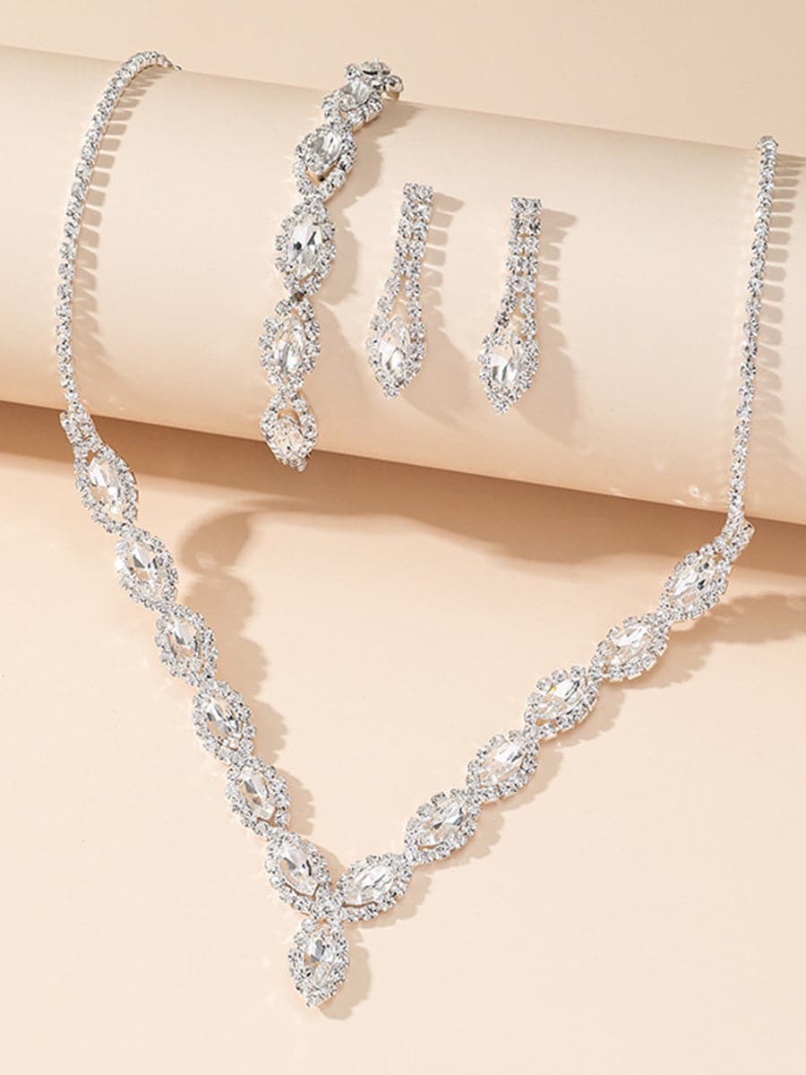 Sparkling Rhinestone Necklace Earrings Bracelet Set MSE00128 - Jewelry Set - DYAVOR®