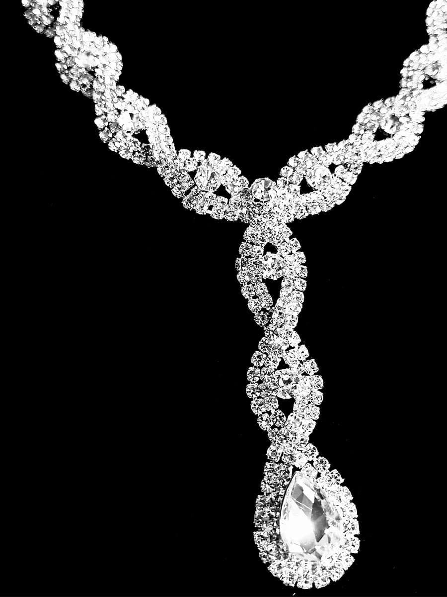 Missord Pear Cut Stone Twist Necklace Earring Set MRL1025 - Jewelry Set - DYAVOR®