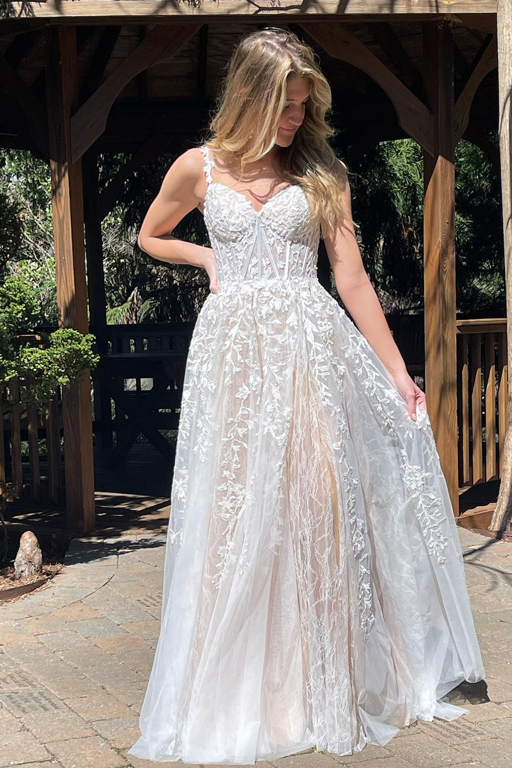 Mariana |A-line Sweetheart Lace Tulle Prom Dress with Slit - Prom Dress - DYAVOR®
