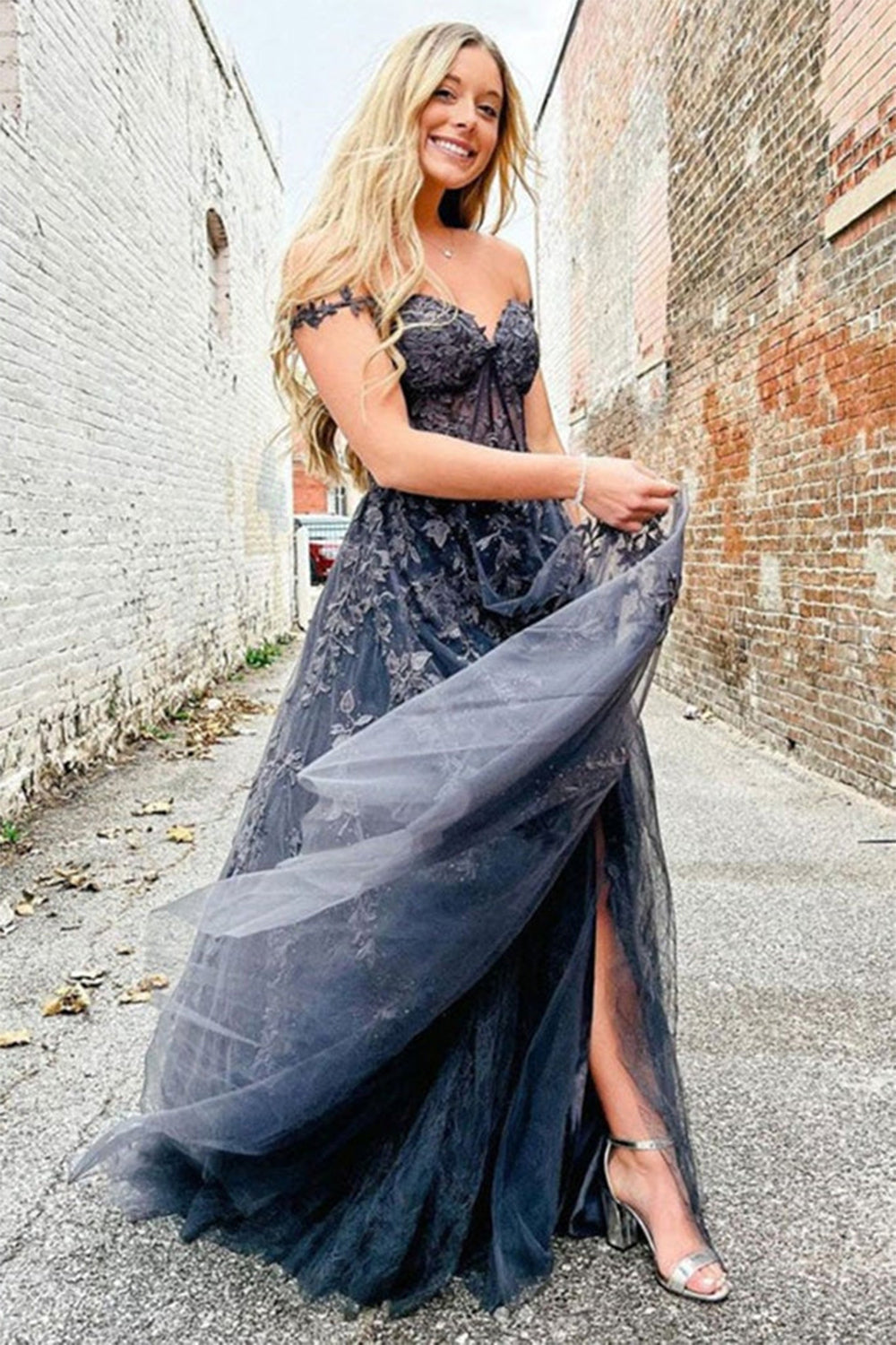 Mariana |A-line Sweetheart Lace Tulle Prom Dress with Slit - Prom Dress - DYAVOR®