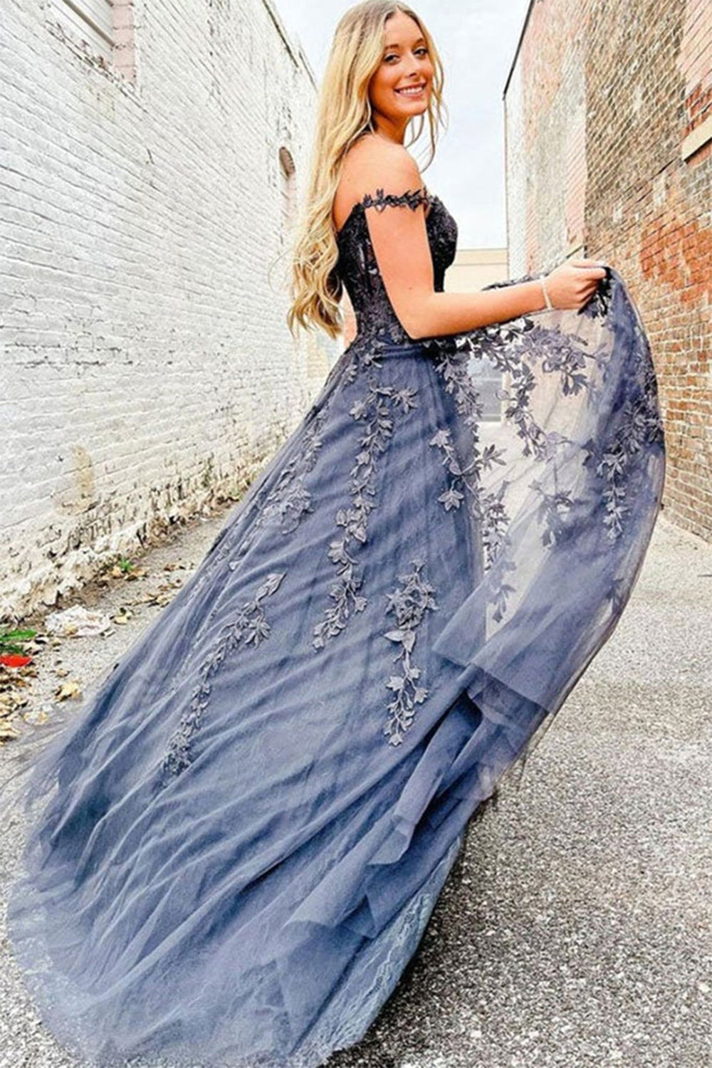 Mariana |A-line Sweetheart Lace Tulle Prom Dress with Slit - Prom Dress - DYAVOR®
