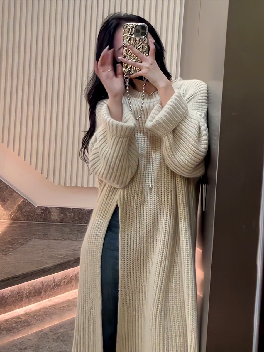 Loose Knit Sweater Dress for Women Relaxed Style - Autumn Winter New Arrival with Side Slit Design - - DYAVOR®