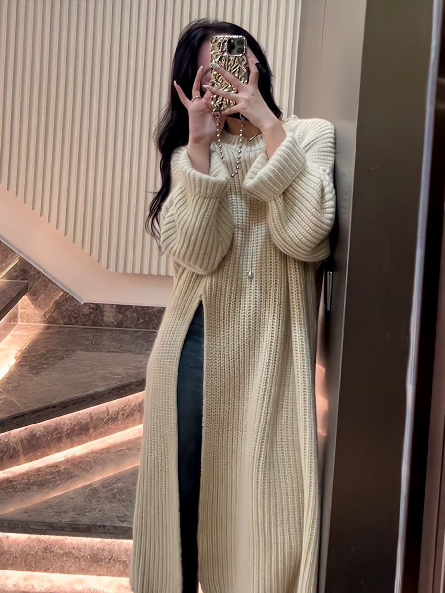 Loose Knit Sweater Dress for Women Relaxed Style - Autumn Winter New Arrival with Side Slit Design - - DYAVOR®