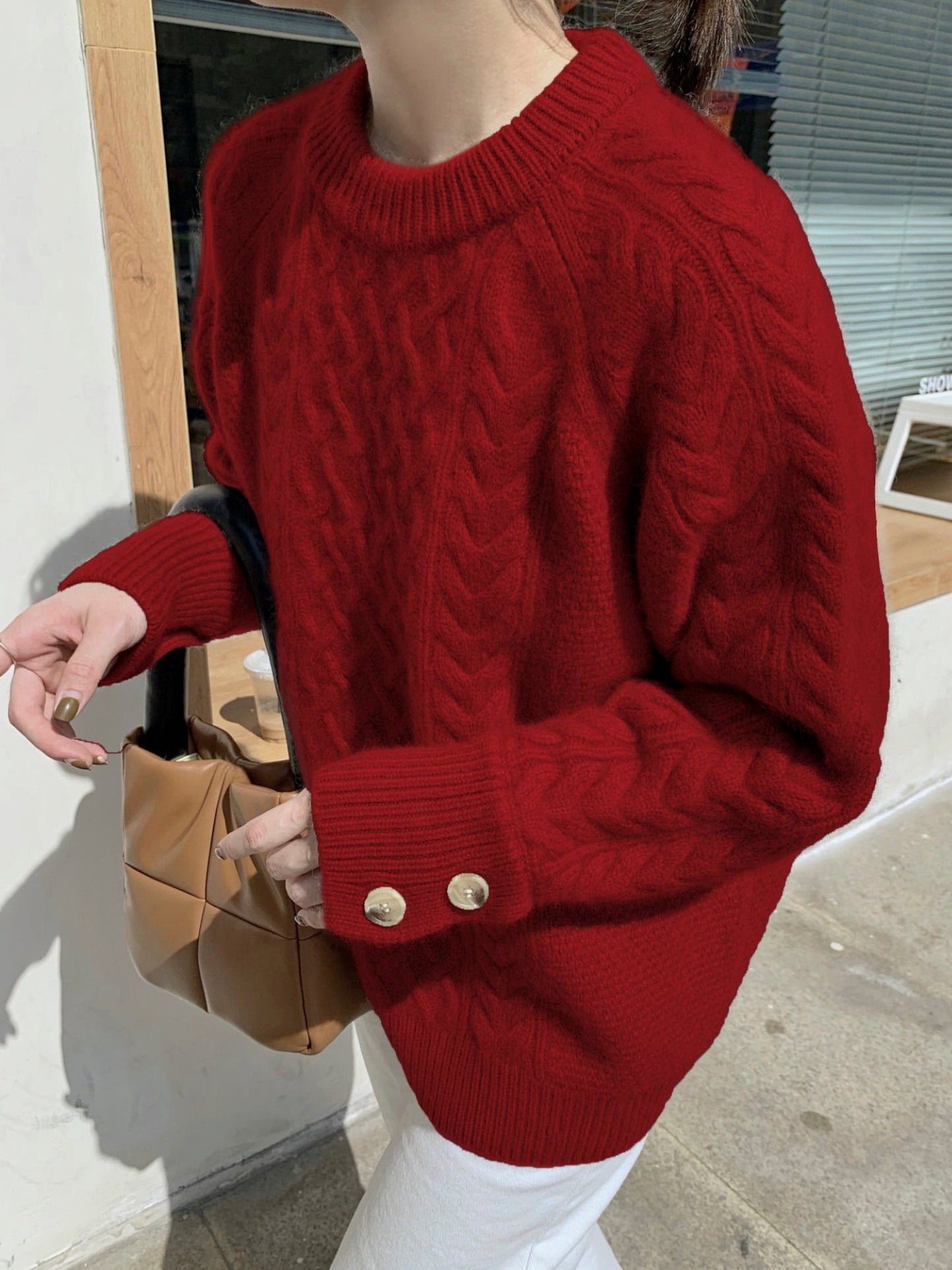 Hand-Knitted Loose Cozy Sweater for Fall Winter Outerwear Christmas Gift for Her - - DYAVOR®