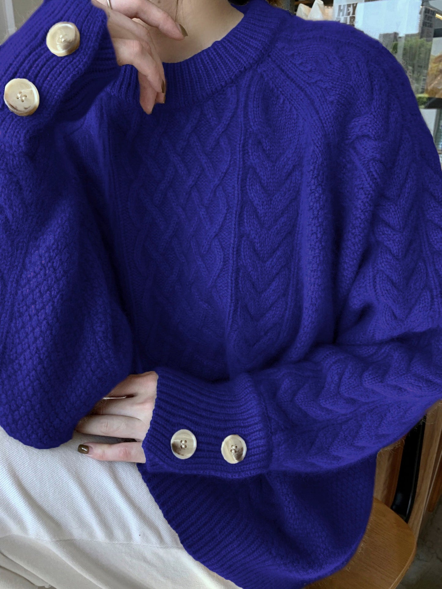 Hand-Knitted Loose Cozy Sweater for Fall Winter Outerwear Christmas Gift for Her - - DYAVOR®
