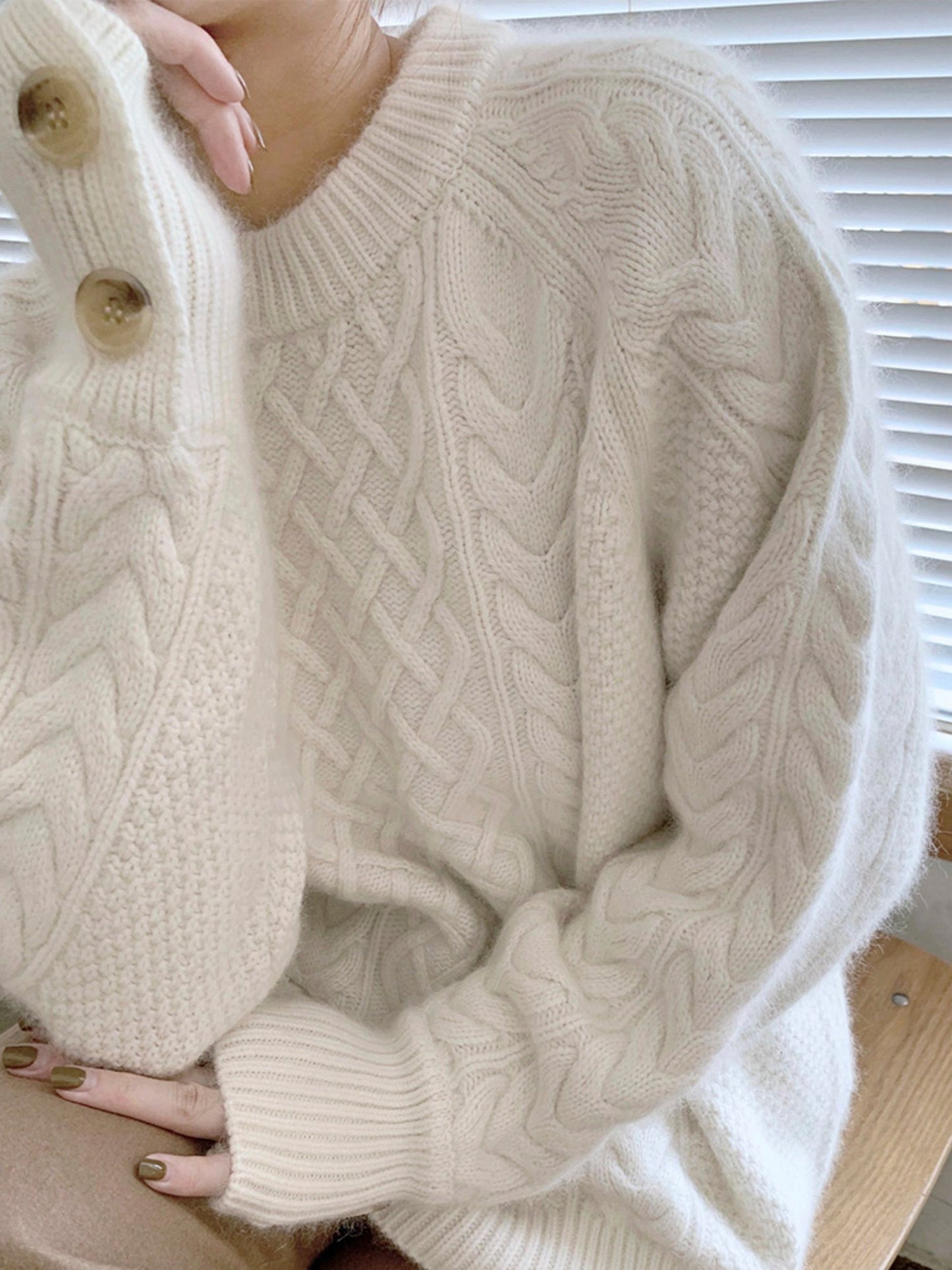 Hand-Knitted Loose Cozy Sweater for Fall Winter Outerwear Christmas Gift for Her - - DYAVOR®