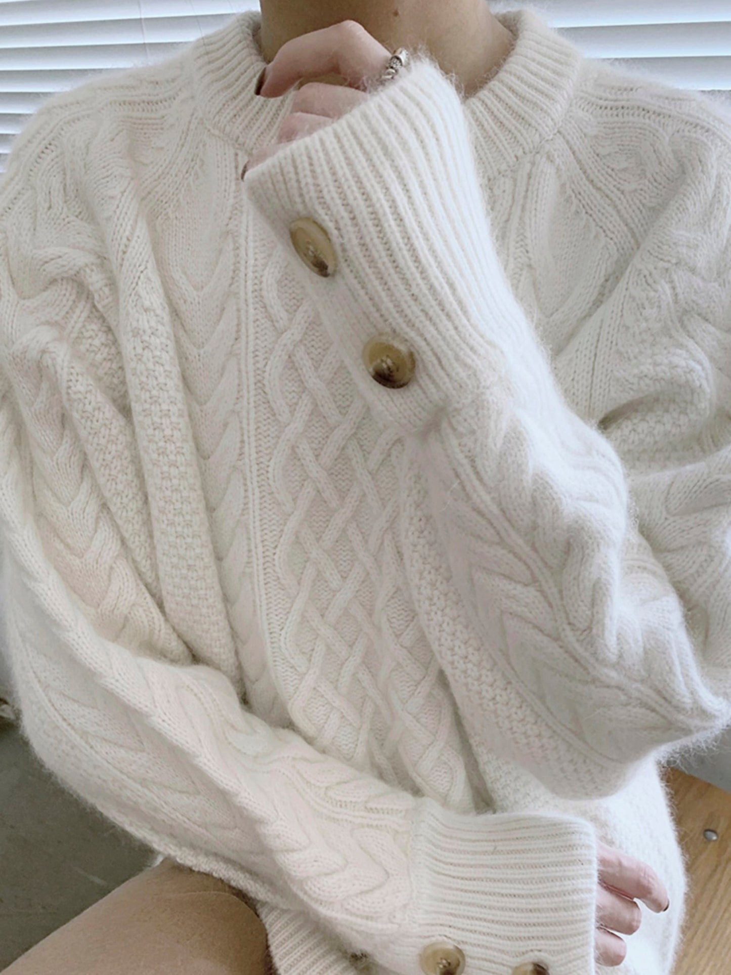 Hand-Knitted Loose Cozy Sweater for Fall Winter Outerwear Christmas Gift for Her - - DYAVOR®