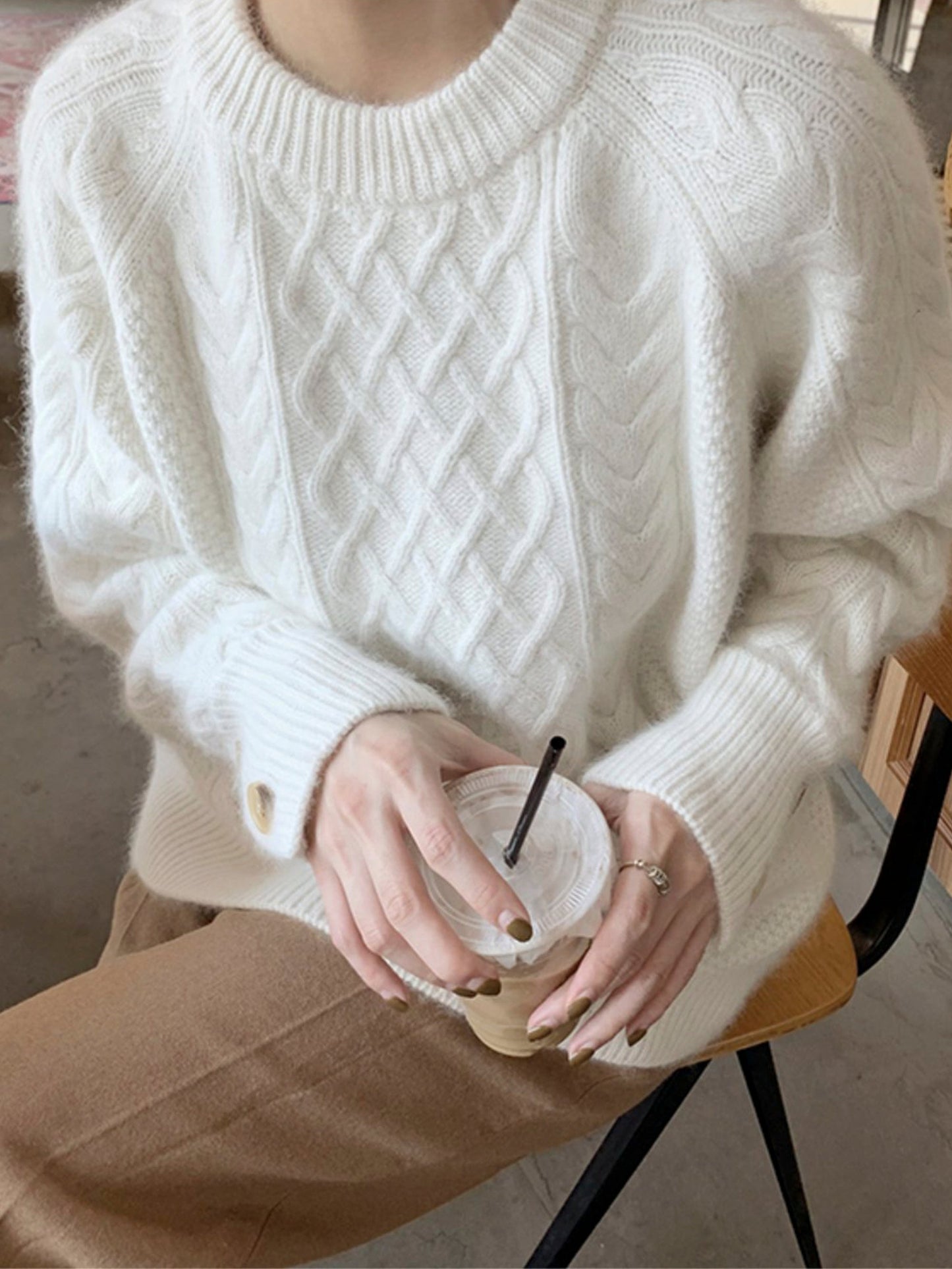 Hand-Knitted Loose Cozy Sweater for Fall Winter Outerwear Christmas Gift for Her - - DYAVOR®