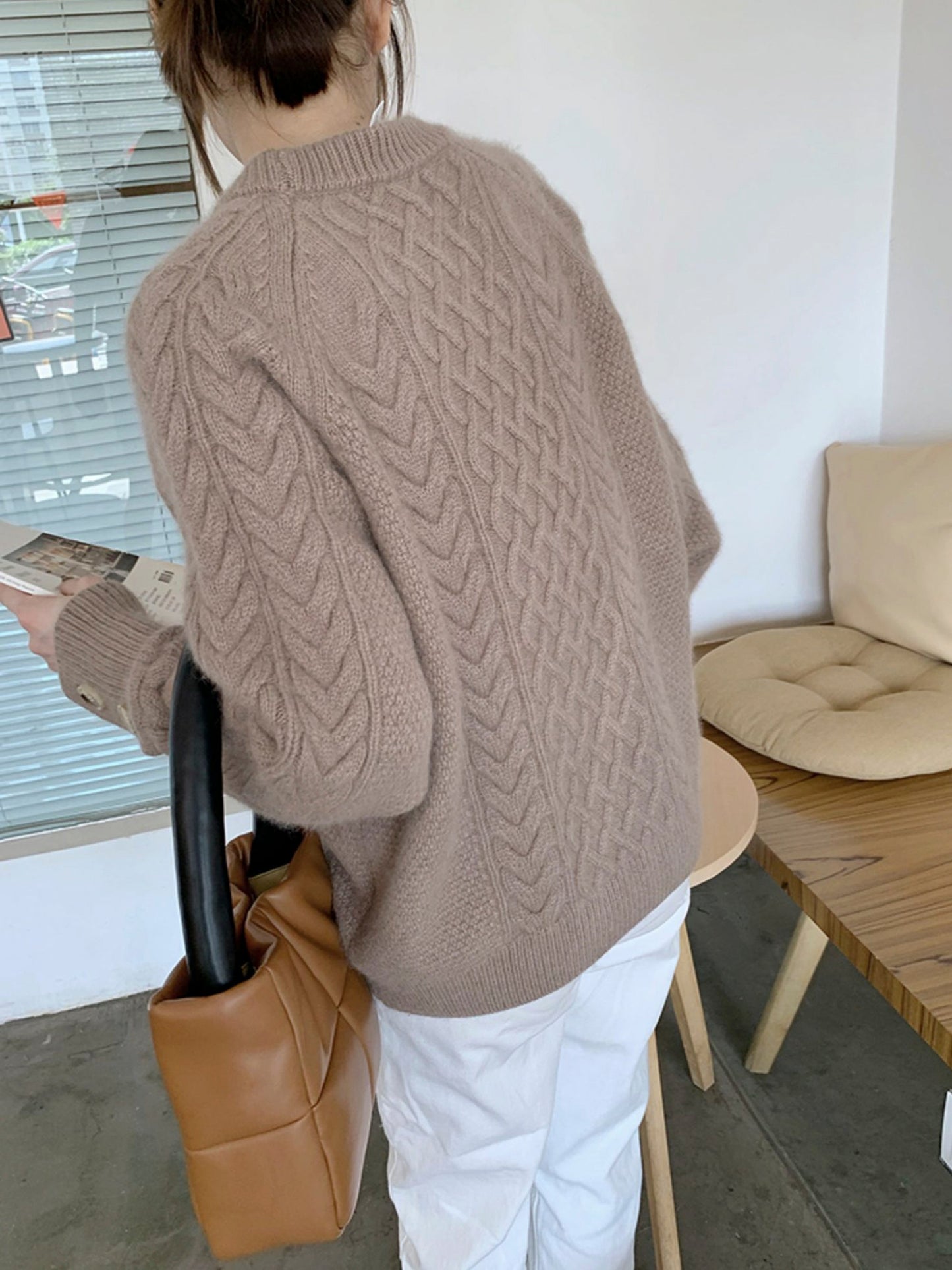 Hand-Knitted Loose Cozy Sweater for Fall Winter Outerwear Christmas Gift for Her - - DYAVOR®