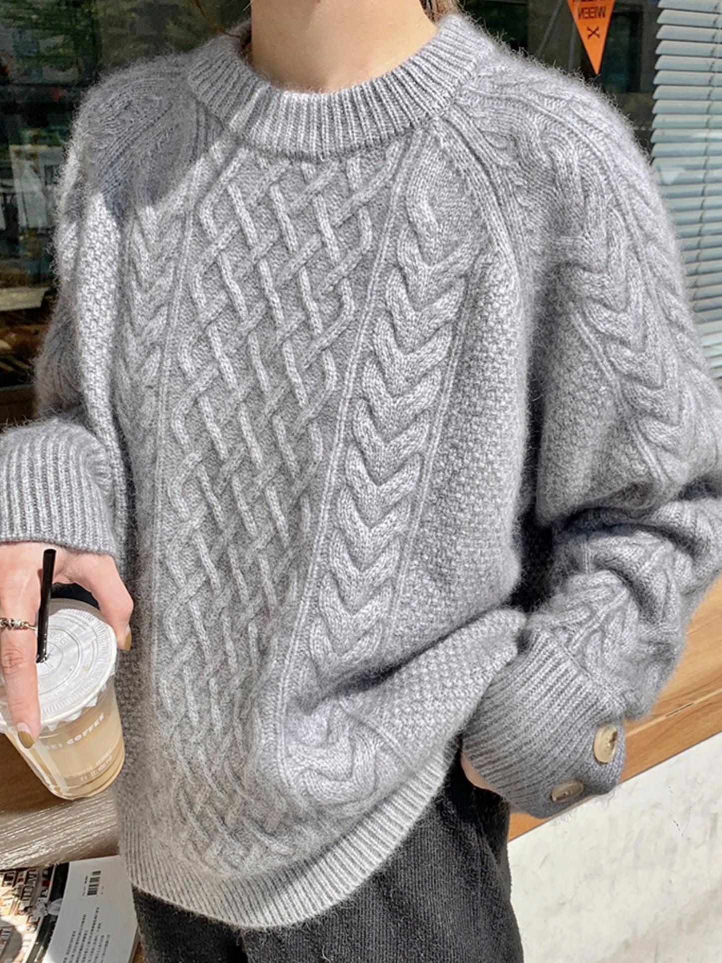 Hand-Knitted Loose Cozy Sweater for Fall Winter Outerwear Christmas Gift for Her - - DYAVOR®