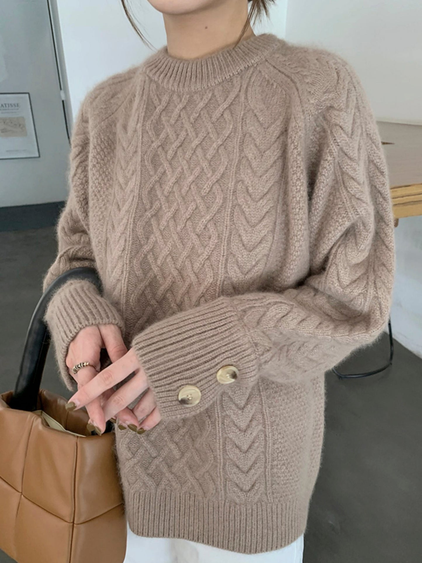 Hand-Knitted Loose Cozy Sweater for Fall Winter Outerwear Christmas Gift for Her - - DYAVOR®