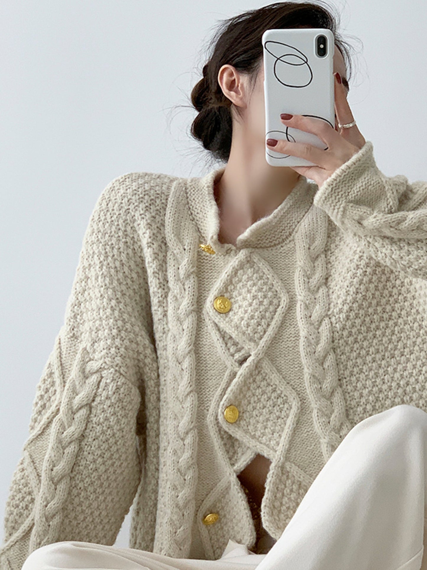 Casual Chic Irregular Cable Knit Sweater for Women with Sophisticated Design - - DYAVOR®