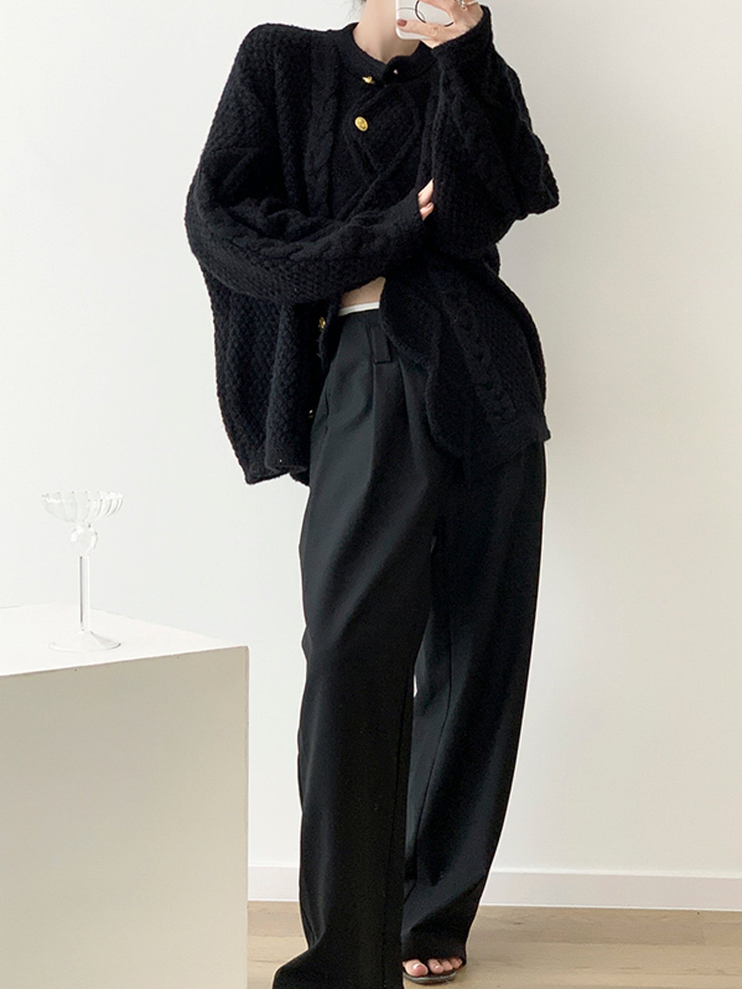 Casual Chic Irregular Cable Knit Sweater for Women with Sophisticated Design - - DYAVOR®