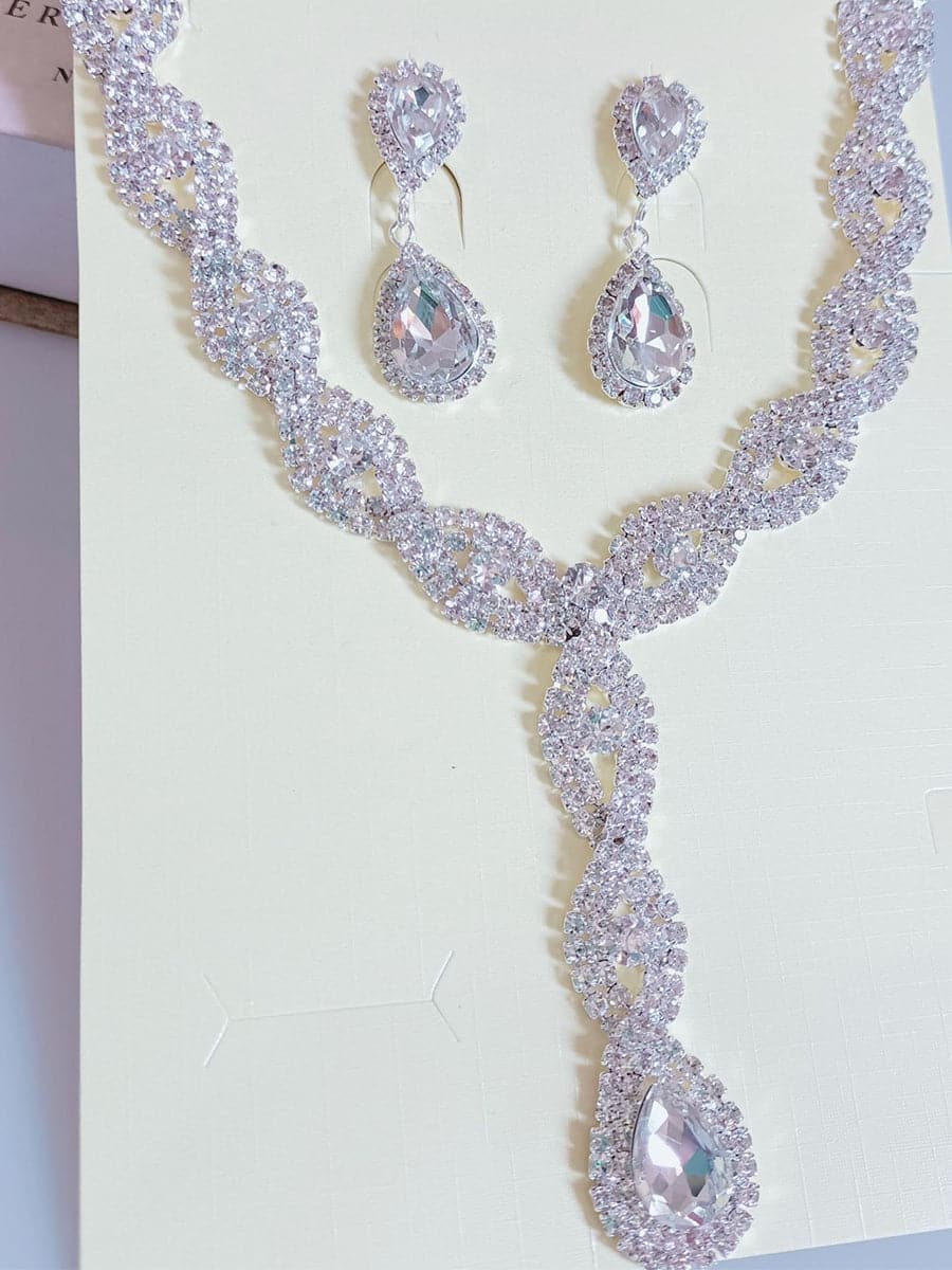 Missord Pear Cut Stone Twist Necklace Earring Set MRL1025 - Jewelry Set - DYAVOR®