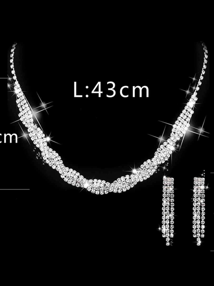 Missord Rhinestone Claw Chain Wrap Necklace Earring Set MRL1024 - Jewelry Set - DYAVOR®
