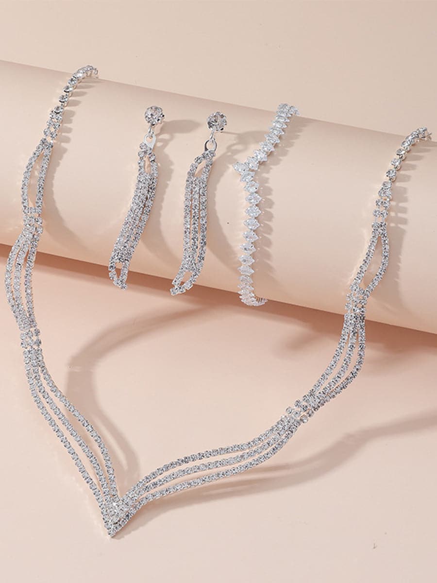 Cutout Rhinestone Banquet Jewelry Set MSE00130 - Jewelry Set - DYAVOR®