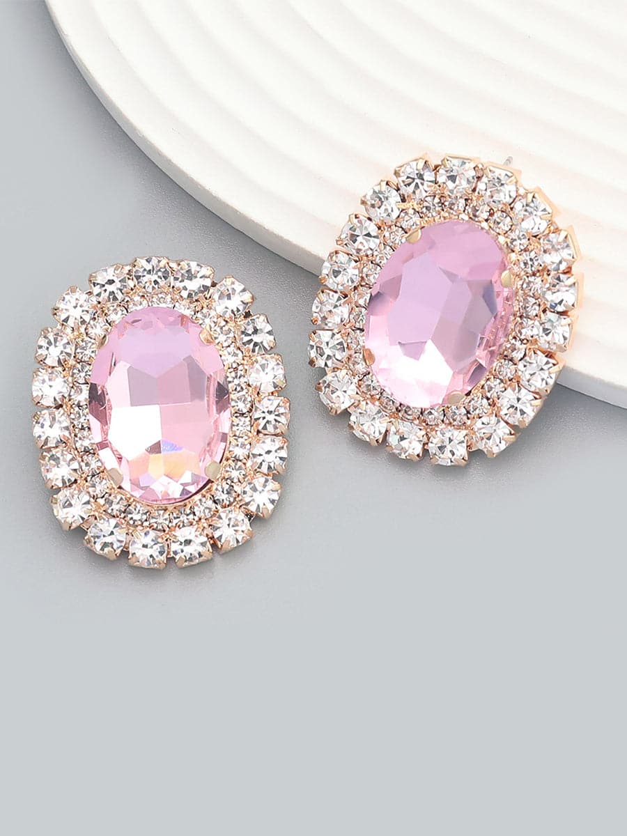 Round Rhinestone Party Earrings MSE00133 - Earrings - DYAVOR®