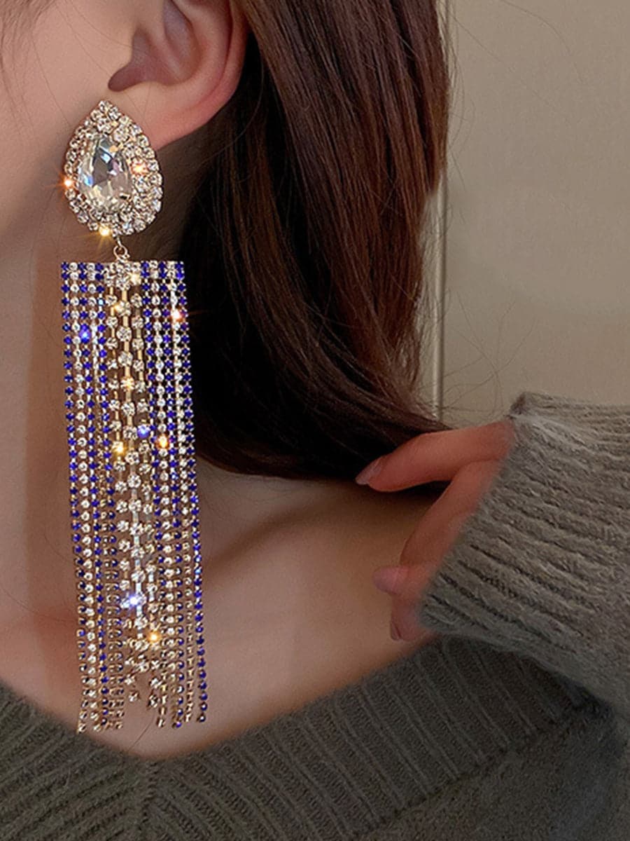 925 Silver Needle Waterdrop Tassel Earrings MSE100705 - Earrings - DYAVOR®