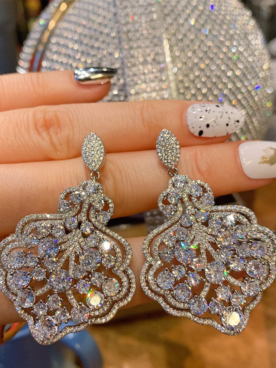 Missord Round Cut White Zircon Silver Drop Earrings MSE101065 - Earrings - DYAVOR®