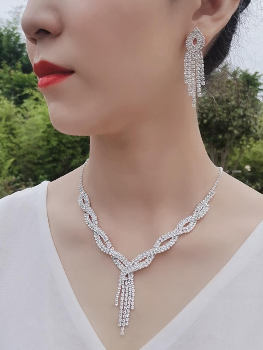 Missord Inlay Stone Tassel Necklace Earring Set MRL1023 - Jewelry Set - DYAVOR®