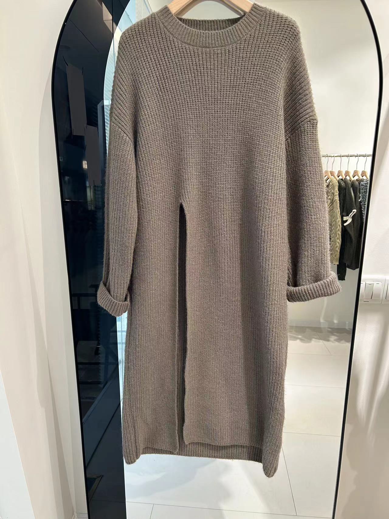 Loose Knit Sweater Dress for Women Relaxed Style - Autumn Winter New Arrival with Side Slit Design - - DYAVOR®