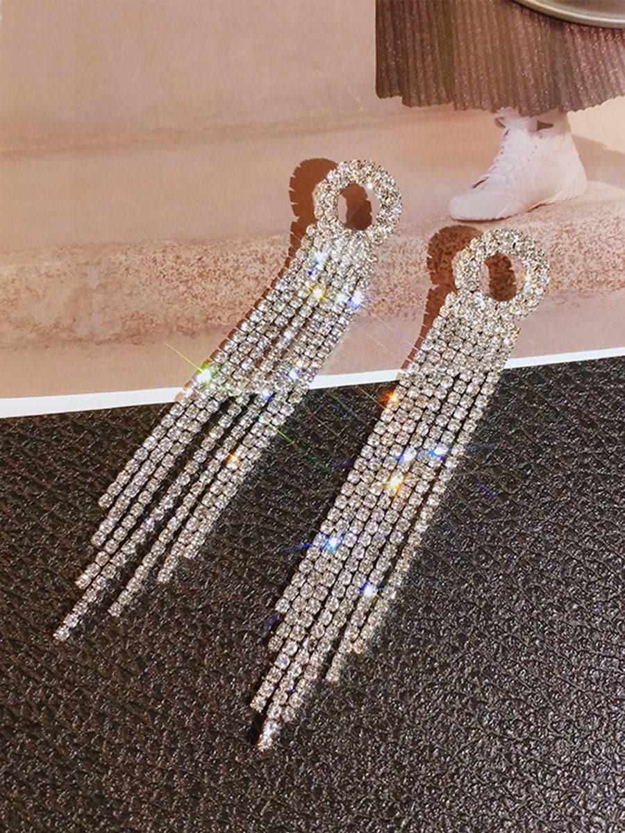 Missord S925 Silver Needle Circle Tassel Zircon Earrings MSE101072 - Earrings - DYAVOR®