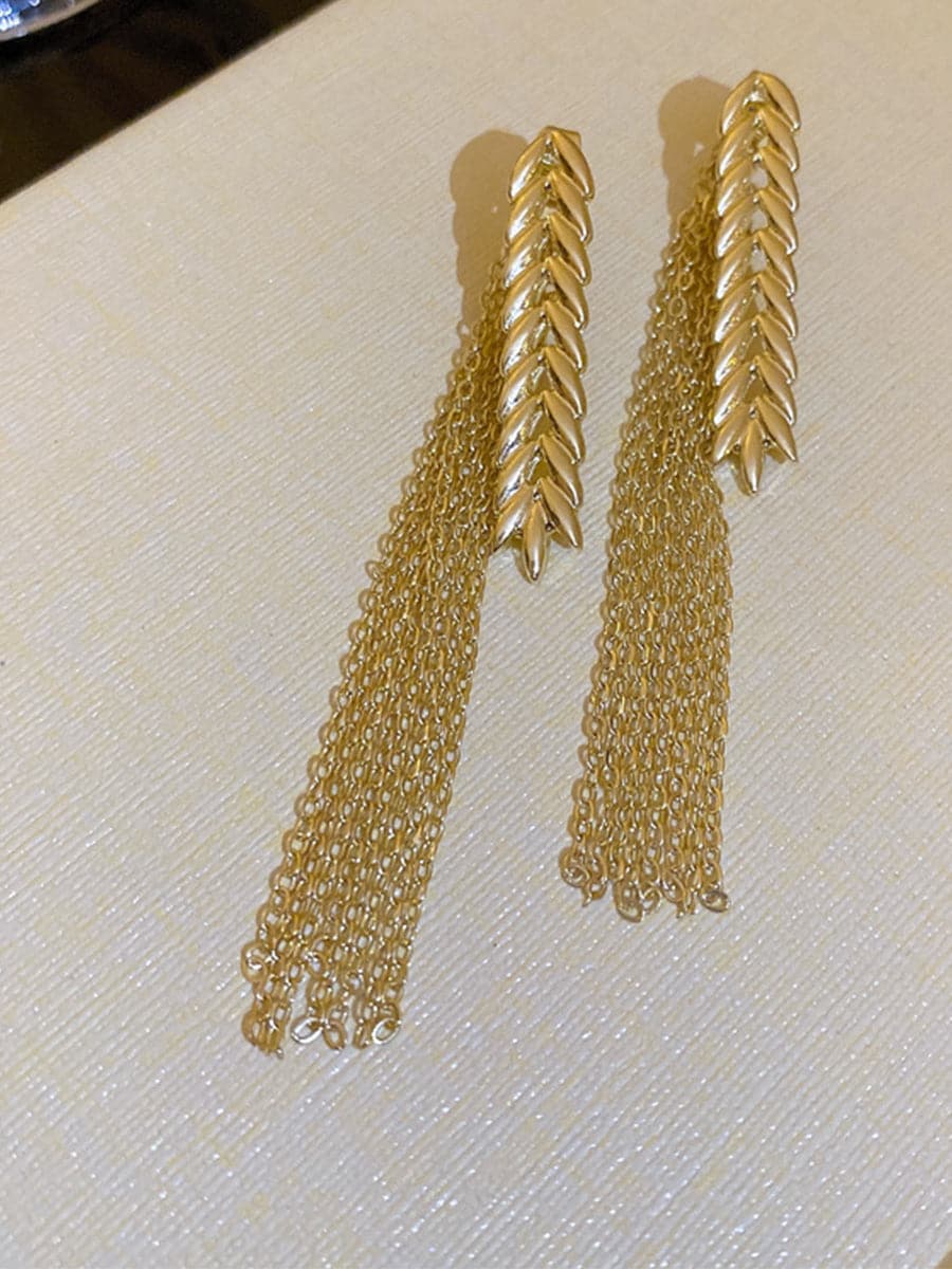 Silver Needle Tassel Earrings MSE101011 - Earrings - DYAVOR®