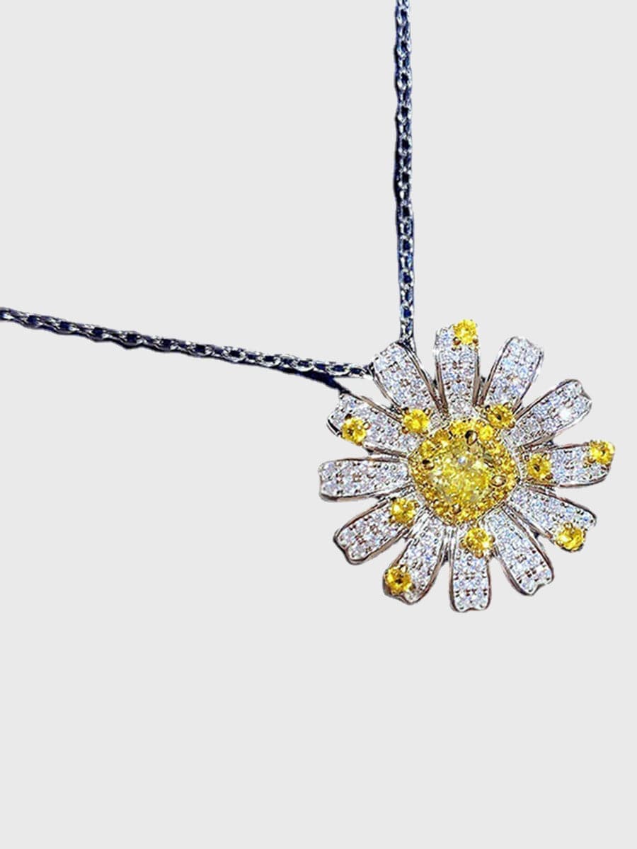 Missord Round Cut Sun Flower S925 Silver Pendant Necklace MRL1015 - Necklaces - DYAVOR®