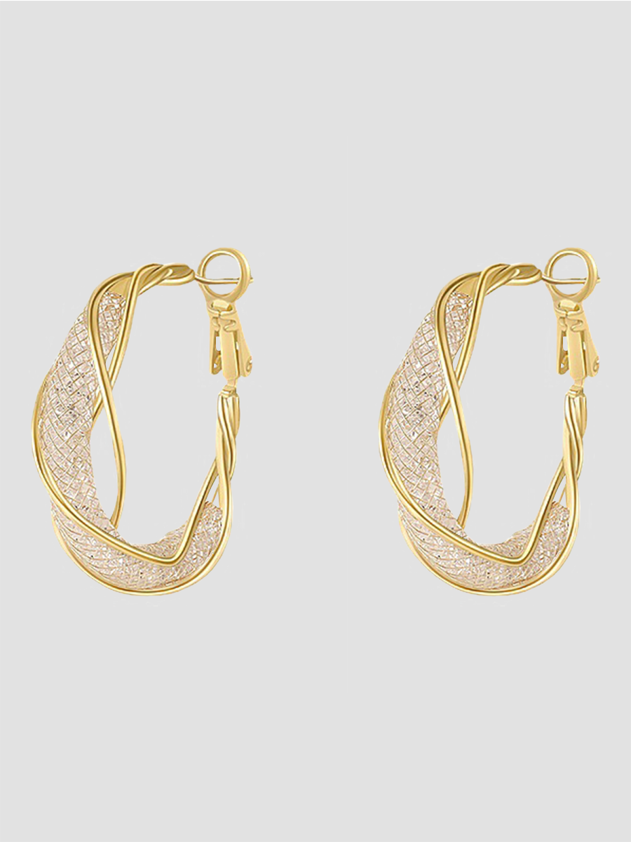 Missord Mesh Cutout Round Earrings MSE101073 - Earrings - DYAVOR®