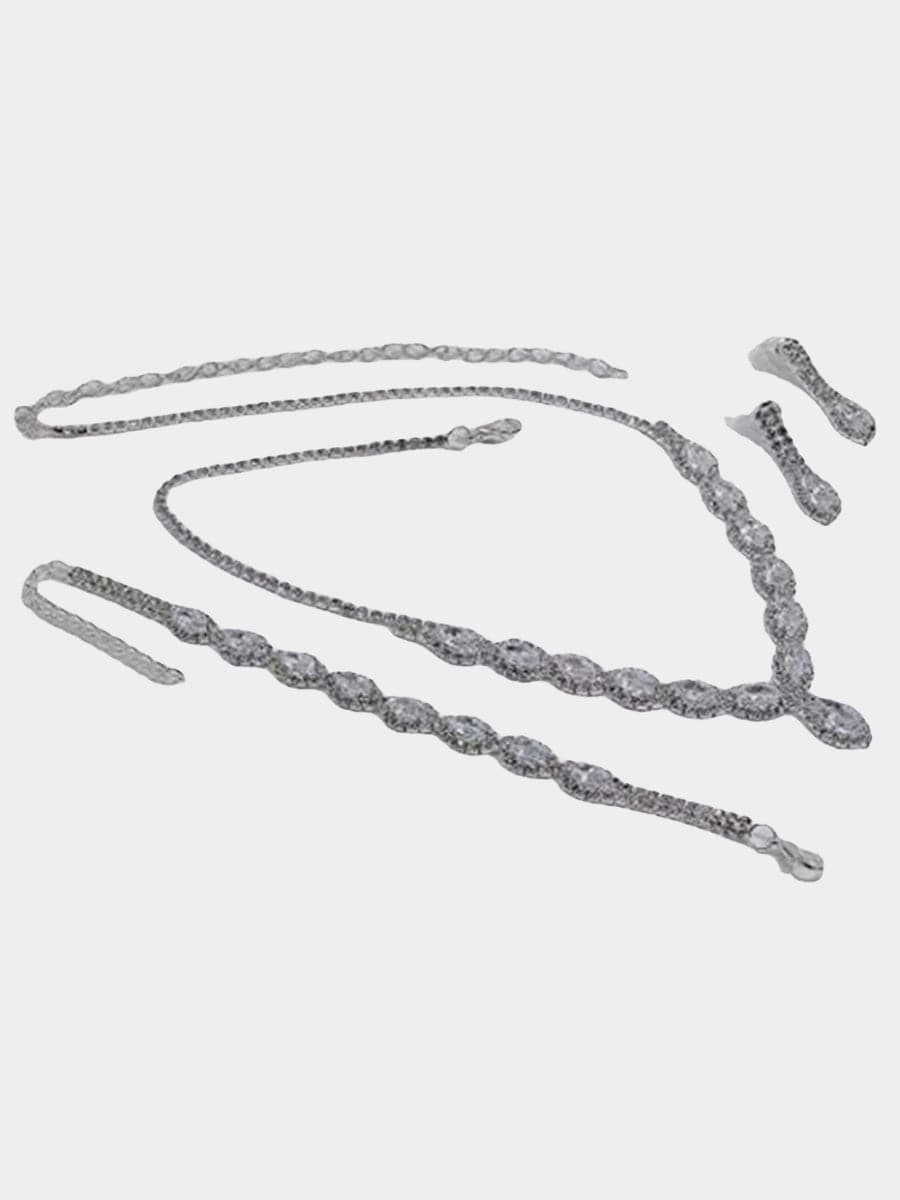 Sparkling Rhinestone Necklace Earrings Bracelet Set MSE00128 - Jewelry Set - DYAVOR®