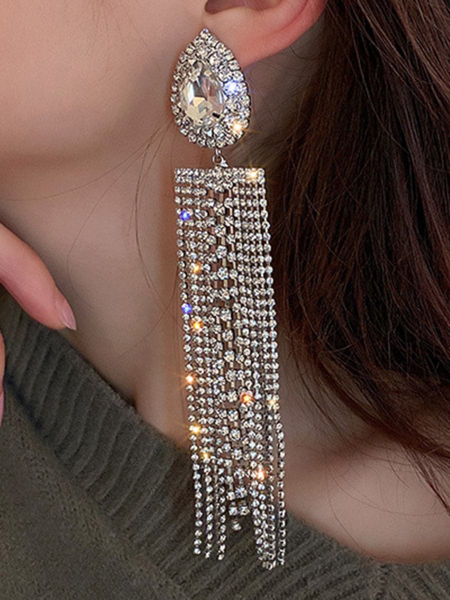 925 Silver Needle Waterdrop Tassel Earrings MSE100705 - Earrings - DYAVOR®