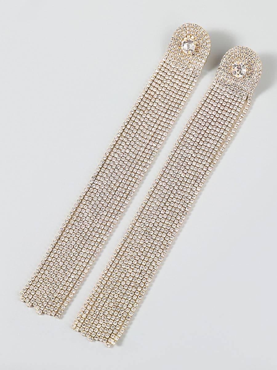 Rhinestone Long Tassel Earrings MSE00136 - Earrings - DYAVOR®