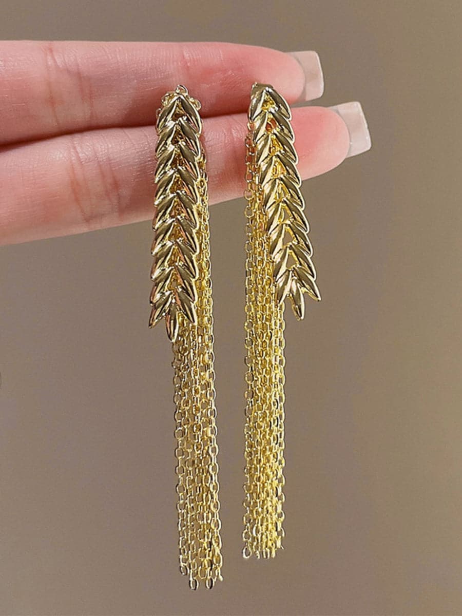 Silver Needle Tassel Earrings MSE101011 - Earrings - DYAVOR®