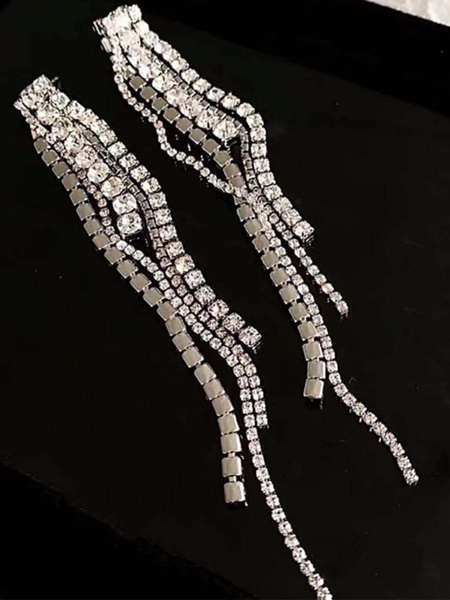 Super Shiny Stone Tassel Earrings MSE101025 - Earrings - DYAVOR®