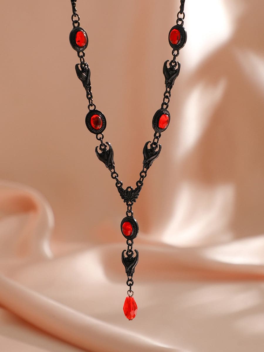 Halloween Demon Gemstone Gothic Necklace MSE00166 - Earrings - DYAVOR®