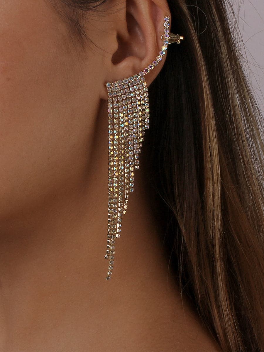 Zinc Alloy Rhinestones Tassel Earrings MSE101045 - Earrings - DYAVOR®