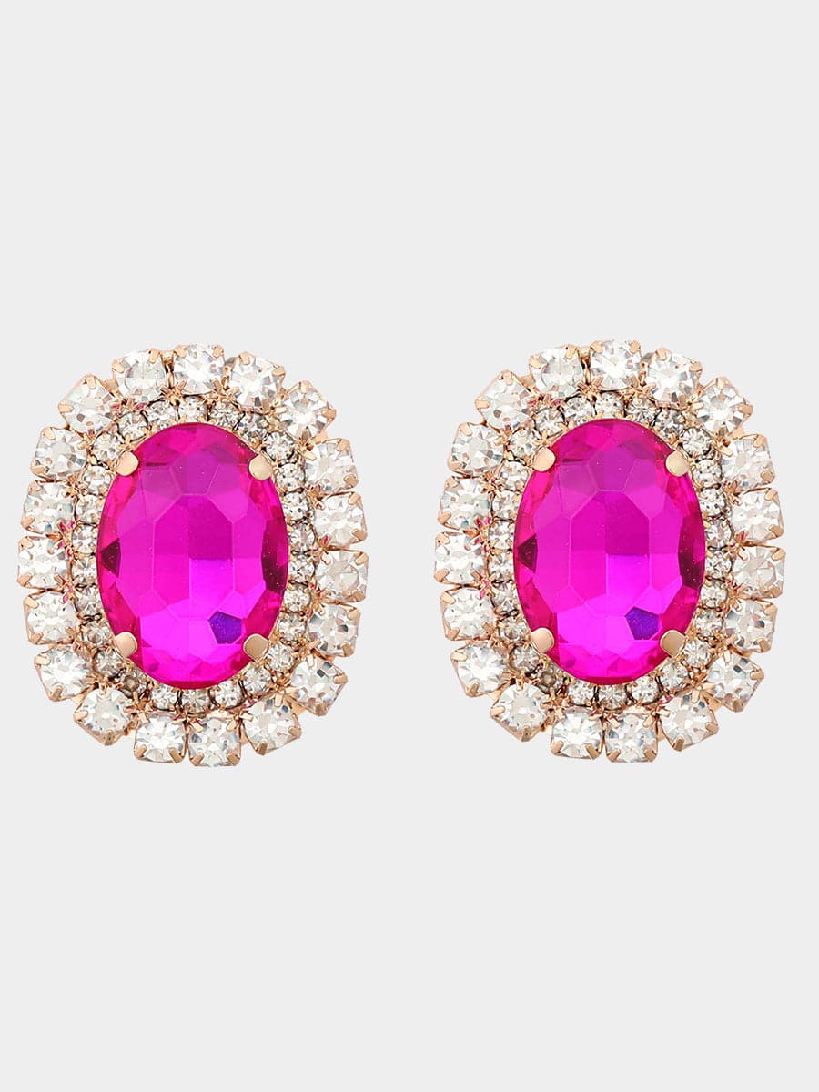 Round Rhinestone Party Earrings MSE00133 - Earrings - DYAVOR®