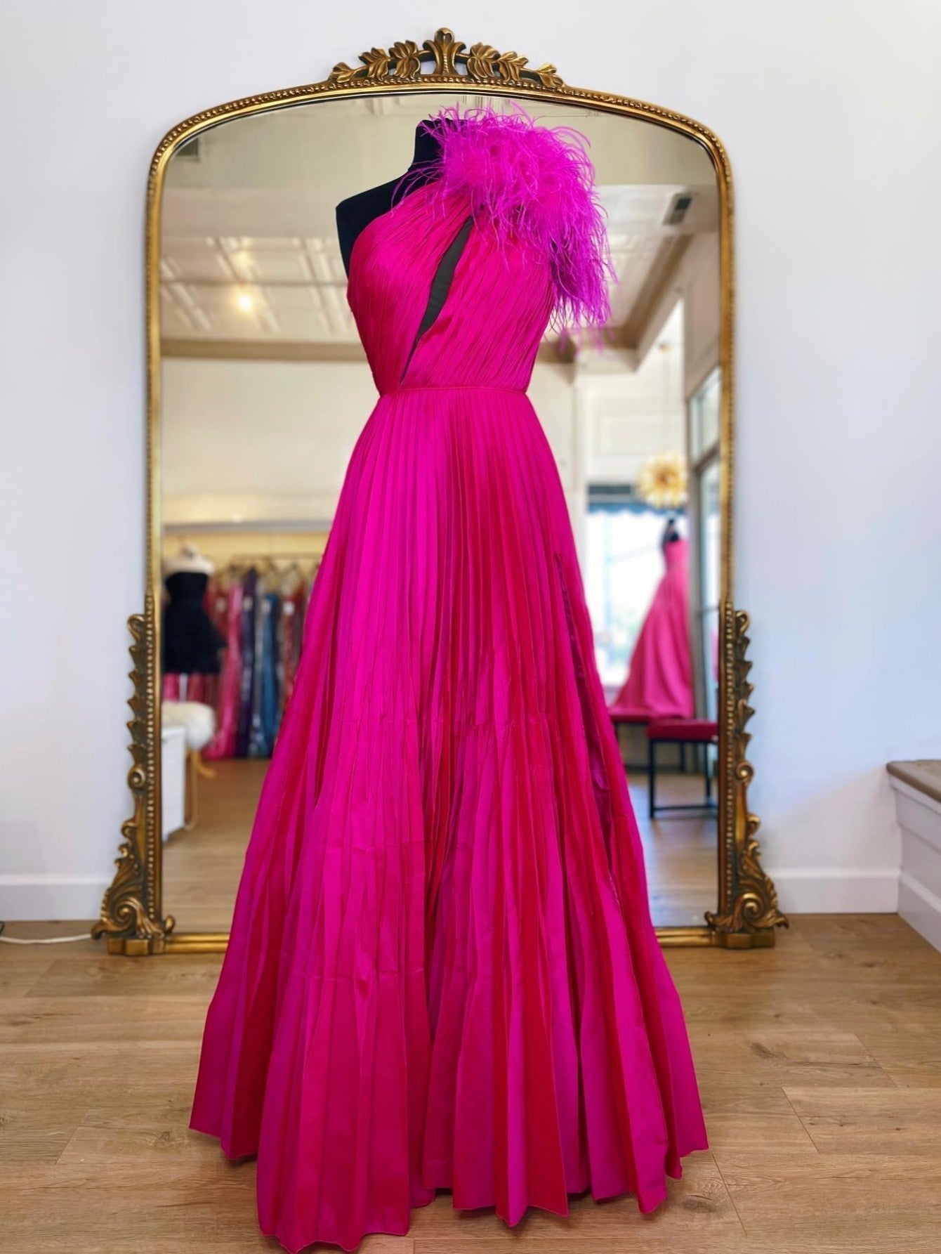 Raven |A Line Pleated One Shoulder Taffeta Prom Dress - Prom Dress - DYAVOR®