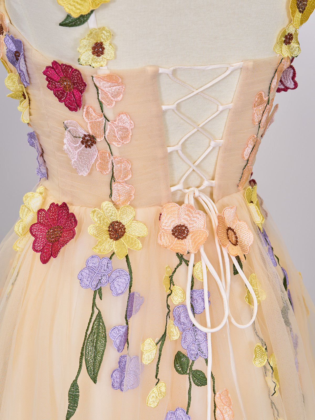 Quinta |A line Tulle Homecoming Dress with 3D Flowers - Homecoming Dress - DYAVOR®