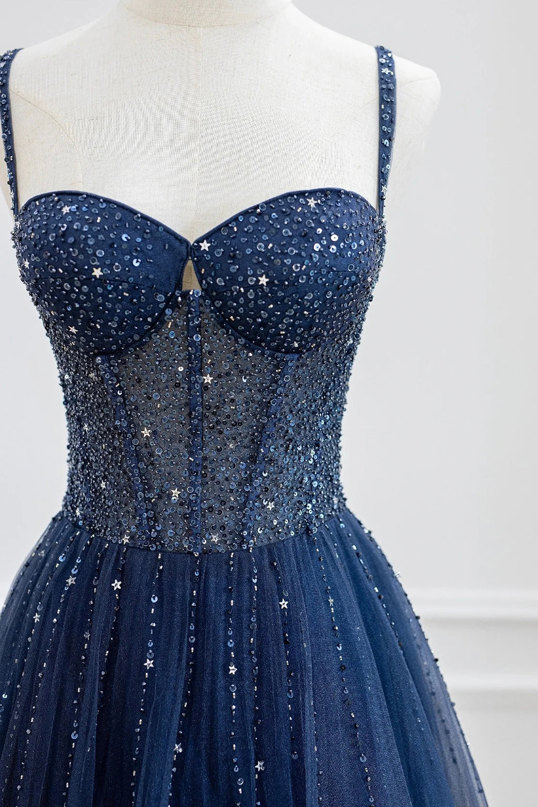Marceline | Blue Tulle Beaded Long Prom Dress Formal Dress - Prom Dress - DYAVOR®