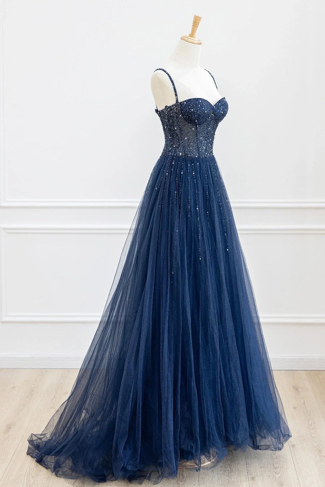 Marceline | Blue Tulle Beaded Long Prom Dress Formal Dress - Prom Dress - DYAVOR®