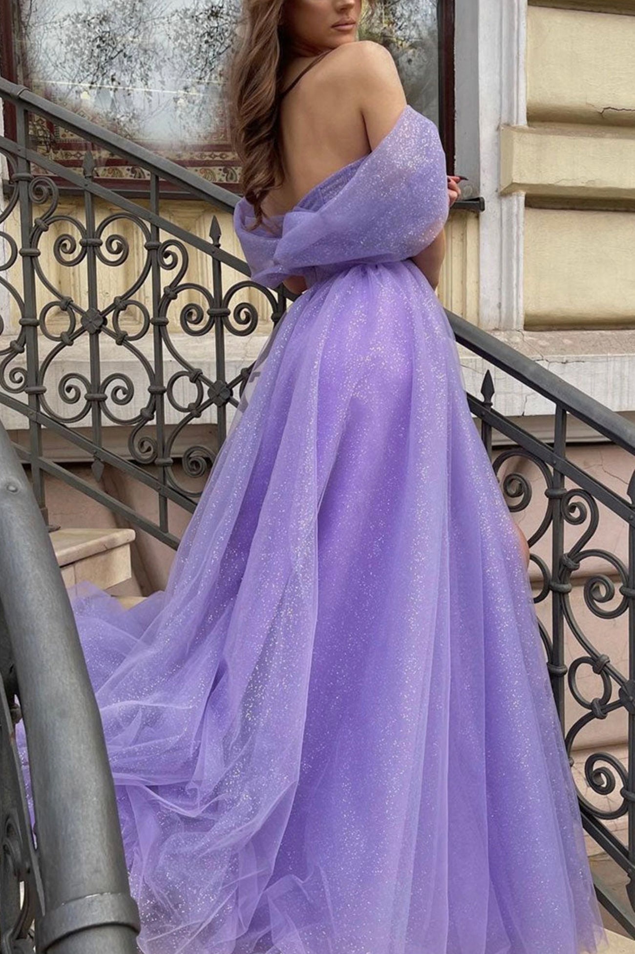 Cheyenne | Purple Tulle Long A-Line Prom Dress Off the Shoulder Evening Party Dress - Prom Dress - DYAVOR®