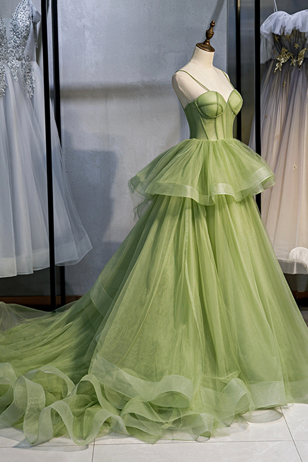 Ellianna | Green Sweetheart Tulle Long Prom Dress, Beautiful A-Line Evening Graduation Dress - Prom Dress - DYAVOR®