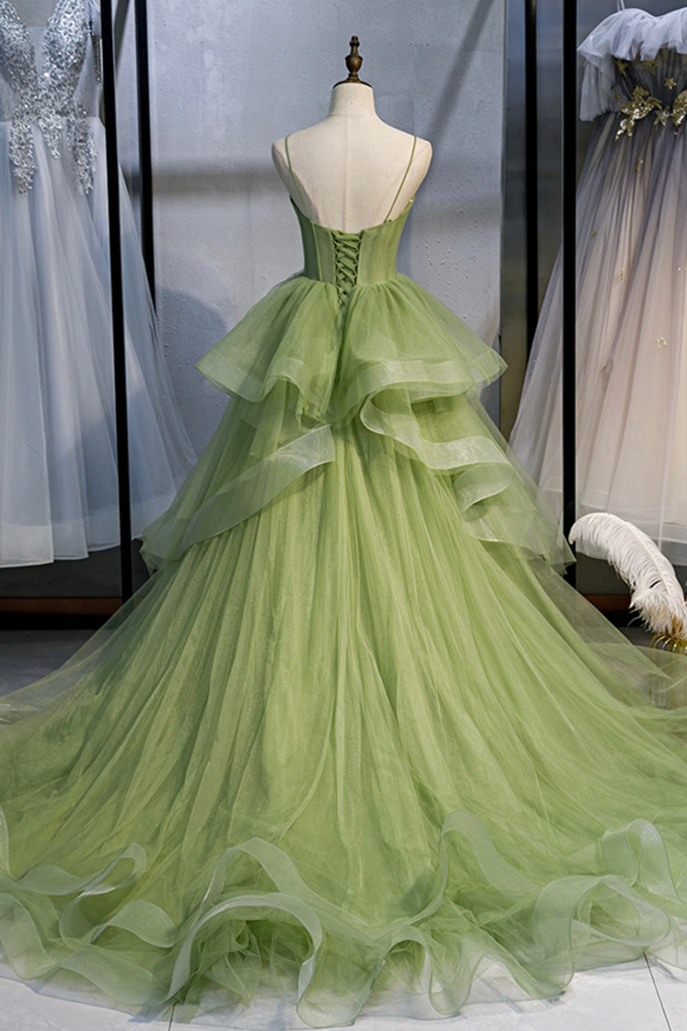 Ellianna | Green Sweetheart Tulle Long Prom Dress, Beautiful A-Line Evening Graduation Dress - Prom Dress - DYAVOR®