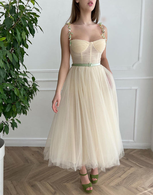 Ally | Apricot Homecoming Dress with Beading - Prom Dress - DYAVOR®